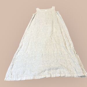 Via Vai by Pollero Maxi Dress Womens M Sage Green Embroidered Floral Cottagecore